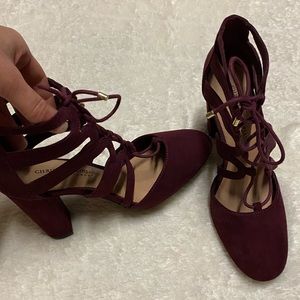 Maroon/ Burgundy lace up high heels